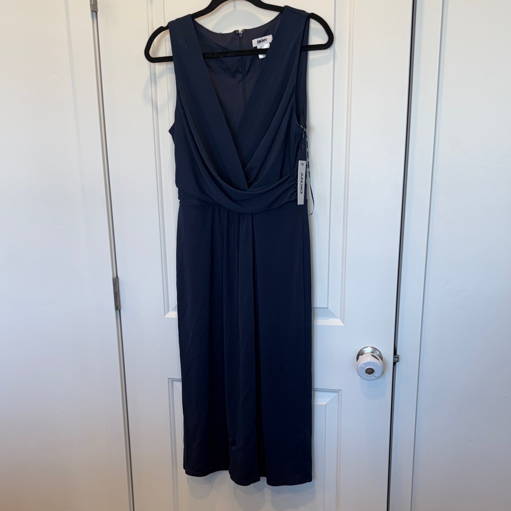 Dkny Women's Surplice Sleeveless Dress Size 8 In Navy